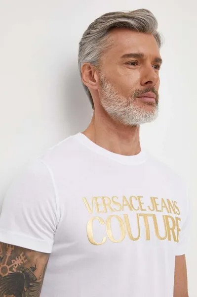 Хлопковая футболка Versace Jeans Couture, белый