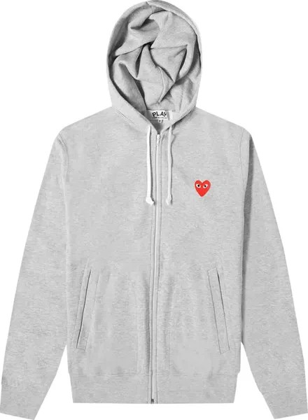 Худи Comme des Garçons Play Zip Up Hoodie With Red Heart 'Grey', серый