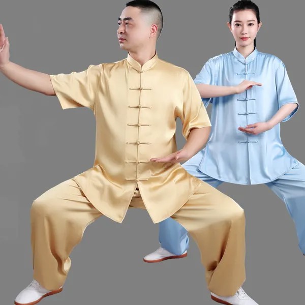 Мужские летние дышащие рубашки с коротким рукавом кунг-фу тренировочные винтажные спортивные топы боевые искусства форма тайцзи костюм