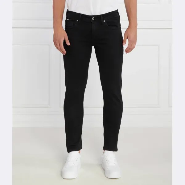 Джинсы узкого кроя с люверсами Pepe Jeans London, черный