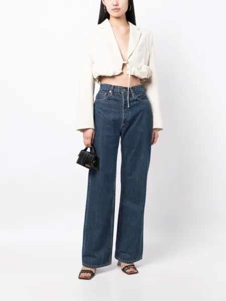 Жакет-болеро Croissant со сборками Jacquemus, бежевый