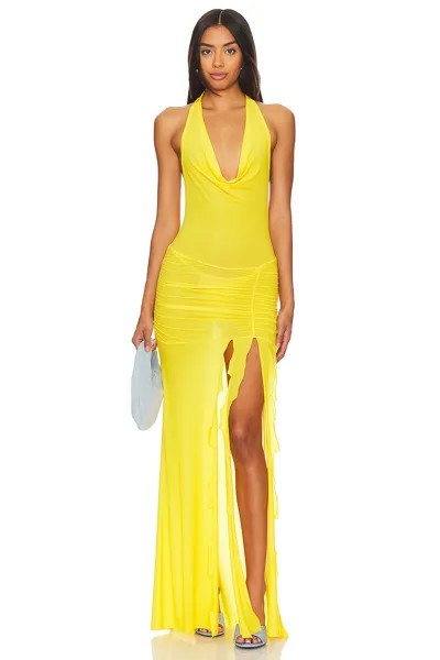 Платье Indah JLo Mesh Halter Gown, цвет Limoncello