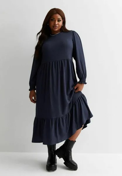 Платье из джерси Curves Crinkle New Look Curves, цвет navy