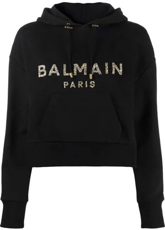 Balmain укороченная толстовка с кристаллами