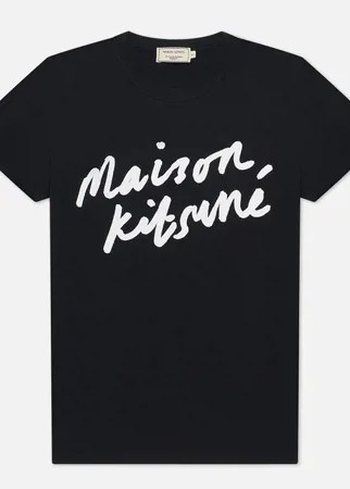 Женская футболка Maison Kitsune Handwriting, цвет чёрный, размер XS