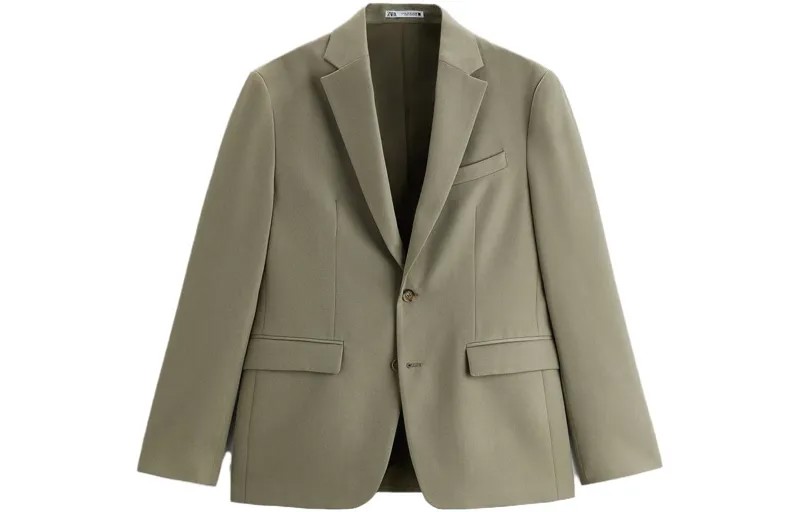 Деловой костюм мужской средне-зеленый Zara, зеленый