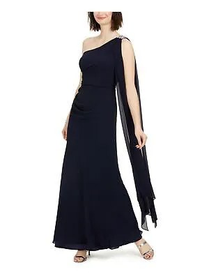 VINCE CAMUTO Женское темно-синее шифоновое вечернее платье макси на одно плечо Petites 12P