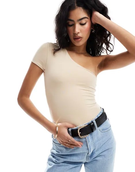 Цветное боди на одно плечо с рукавами-крылышками ASOS DESIGN