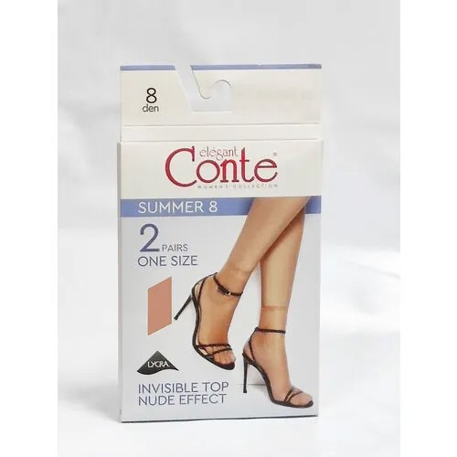 Носки Conte elegant SUMMER, комплект, 8 den, 2 пары, размер 36-39, natural