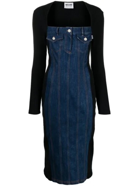 MOSCHINO JEANS джинсовое платье миди со вставками, черный