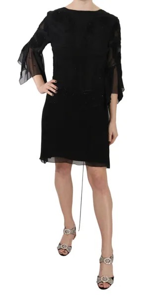 JOHN RICHMOND Платье Черное шелковое мини-платье с пайетками IT44 / US10/ L Рекомендуемая розничная цена 3600 долларов США