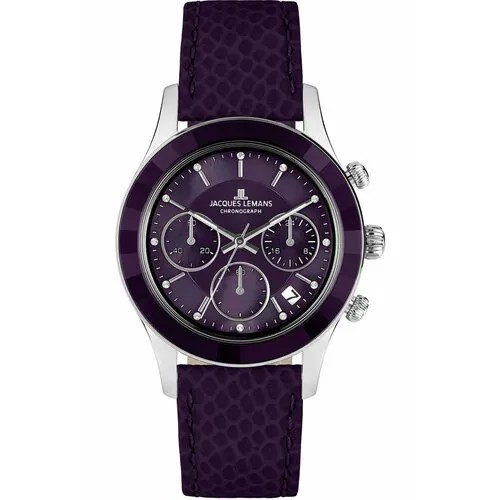 Наручные часы JACQUES LEMANS Sport, черный, фиолетовый