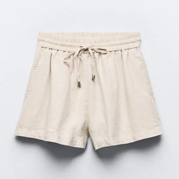Шорты Zara Linen-blend, песочный
