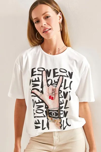 Женская футболка из чесаного хлопка с ручным рисунком SHADE