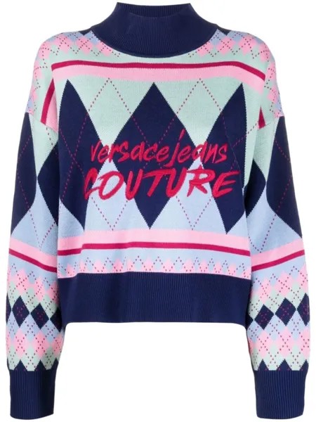 Versace Jeans Couture джемпер с вышитым логотипом, синий