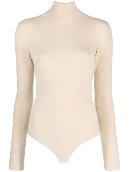 Alaïa high-neck long-sleeve bodysuit, нейтральный цвет