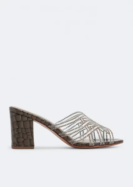 Сандалии NICOLI Hadie crystal sandals, коричневый