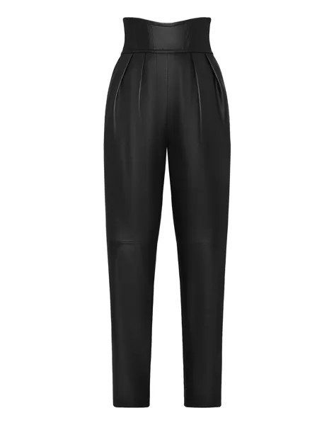 Длинные кожаные брюки в стиле 80-х Iconic Plein Philipp Plein, черный