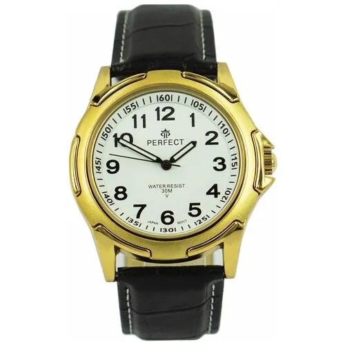 Perfect часы наручные, мужские, кварцевые, на батарейке, кожаный ремень, с датой, японский механизм C011-5
