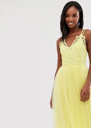 Платье миди с кружевным верхом ASOS DESIGN Tall Premium-Желтый