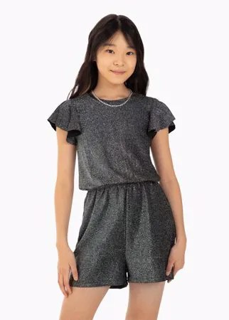 Чёрный блестящий комбинезон с рукавами-крылышками для девочки Gloria Jeans