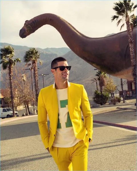 Мужской костюм для выпускного вечера, желтые Приталенные брюки, смокинг из 2 предметов, модный Блейзер + брюки Z3