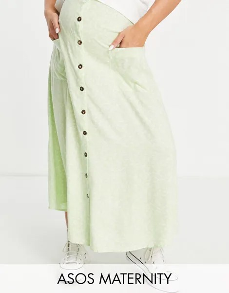 Зеленая юбка миди с цветочным принтом ASOS DESIGN Maternity Maternity