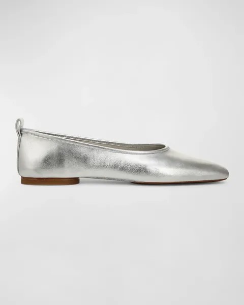 Балетки Vivian с эффектом металлик Vince, цвет Silver Leather