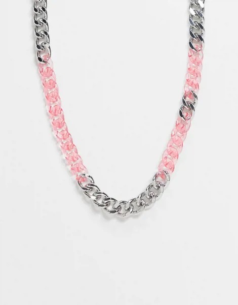 Серебристая цепочка с вставками из пластиковых звеньев ASOS DESIGN-Серебристый