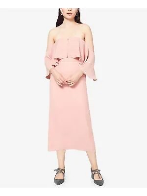 FAME AND PARTNERS Женское розовое вечернее платье чайной длины с короткими рукавами + расклешенное платье 6