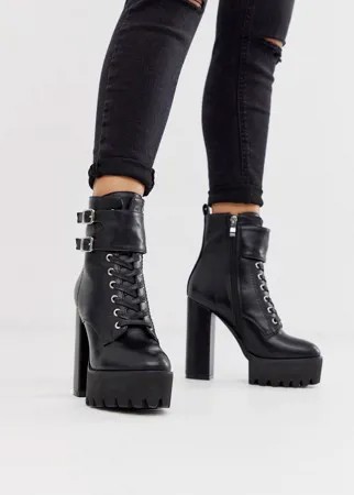 Черные массивные ботинки со шнуровкой Simmi London Kam-Черный