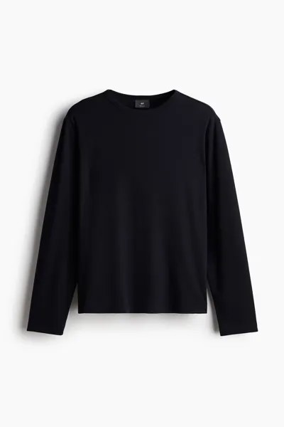 Лонгслив из джерси H&M A/W 2024 Regular Fit, темно-синий