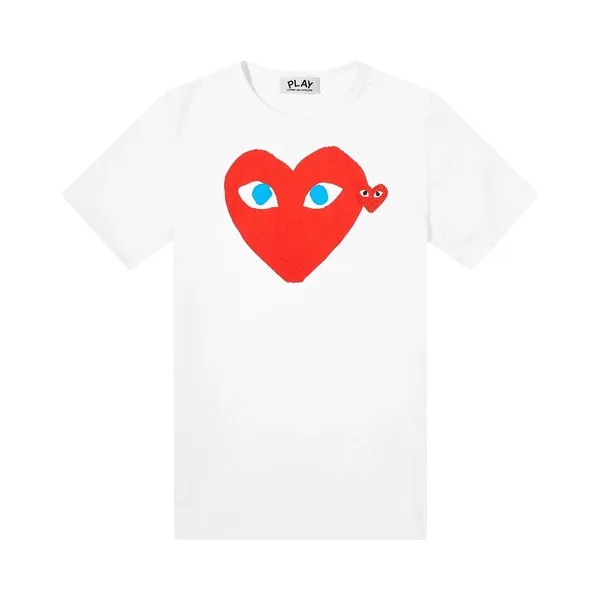 Футболка с логотипом Comme des Garçons PLAY Heart Eyes, цвет Белый