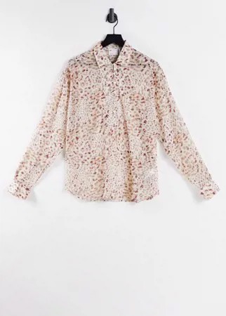 Свободная полупрозрачная рубашка с леопардовым принтом ASOS DESIGN-Розовый цвет