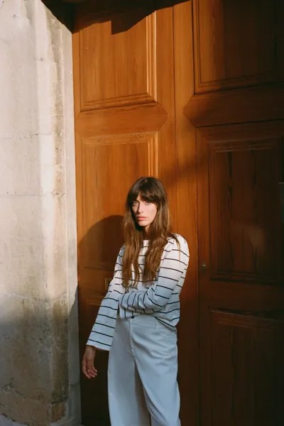 Футболка из хлопка в полоску ZARA, цвет striped