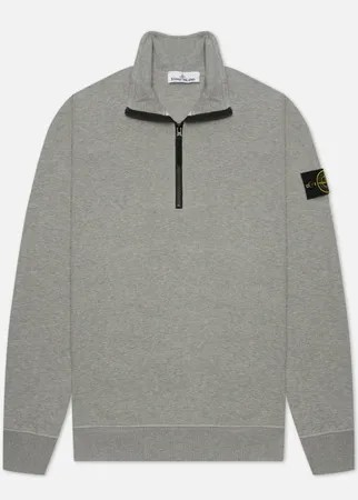 Мужская толстовка Stone Island Brushed Cotton Fleece Half-Zipper, цвет серый, размер XL