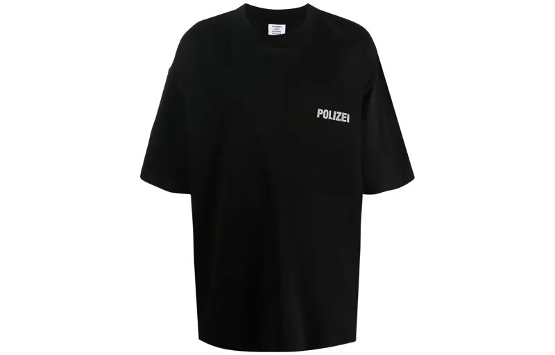 Футболка Polizei большого размера Vetements, черный
