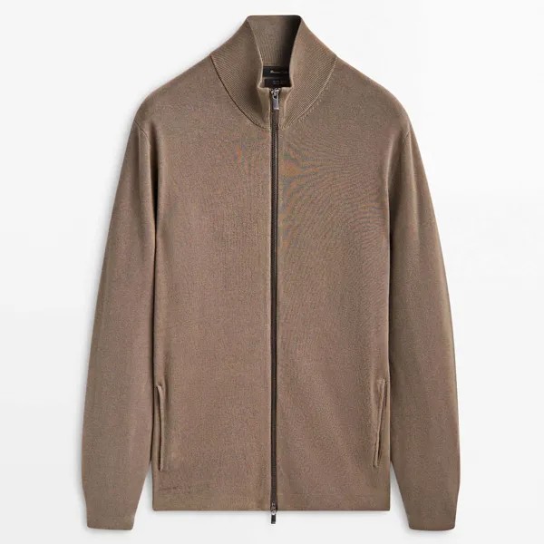 Кардиган Massimo Dutti Milano Knit, светло-коричневый