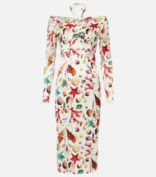 Платье миди из смесового шелка с принтом «капри» Dolce&Gabbana, мультиколор