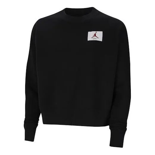 Свитер короткие с логотипом, круглый вырез, пуловер с капюшоном Air Jordan, черный