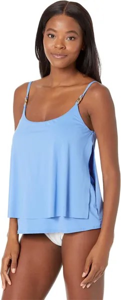Купальный топ Michael Kors Iconic Solids Double Layer Tankini Top, цвет Crew Blue
