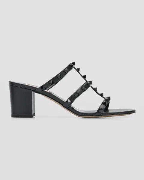 Сандалии Rockstud из кожи наппа в тон с клеткой Valentino Garavani, цвет No Nero