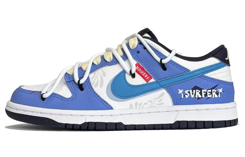 Кроссовки Nike Dunk Skateboarding Shoes Women's Low-top White/Royal Blue/Fern Green, синий