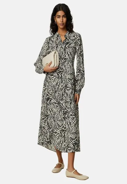 Платье-блузка PRINTED BUTTON FRONT MIDI Marks & Spencer, цвет black mix