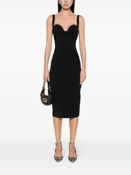 Платье миди с бантами Elisabetta Franchi, черный