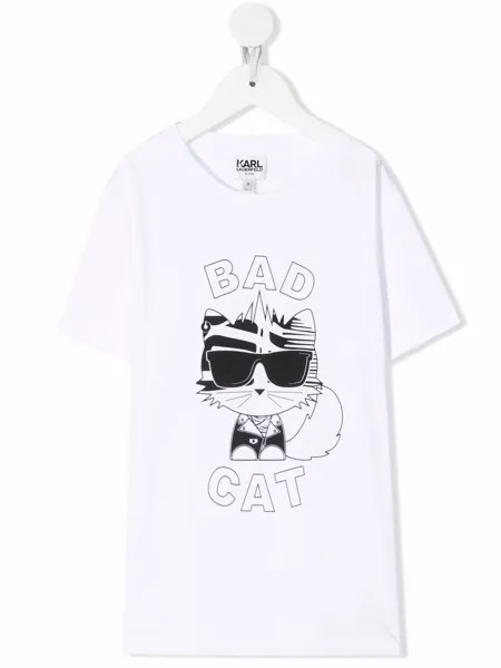 Karl Lagerfeld Kids футболка из органического хлопка с принтом Bad Cat