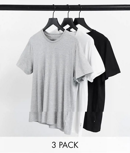 Набор из 3 однотонных футболок Burton Menswear-Многоцветный