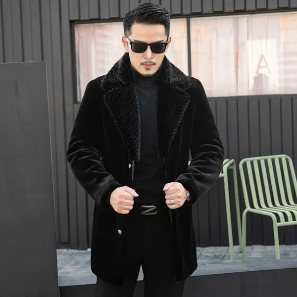 Мужское Норковое Пальто средней длины, пальто из искусственного меха, утепленное пальто в Корейском стиле для осени и зимы, Трендовое деловое повседневное пальто