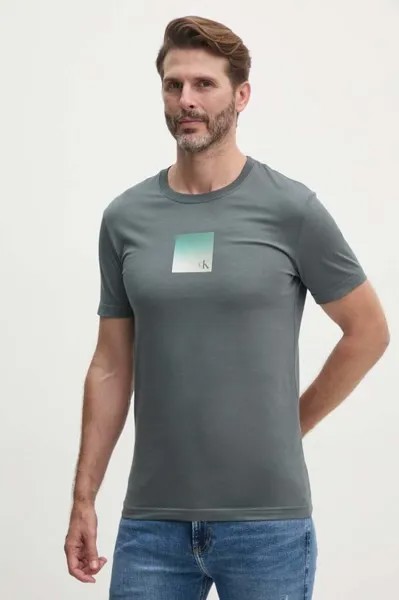 Хлопковая футболка Calvin Klein Jeans, серый