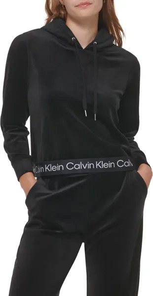 Худи Calvin Klein Crop Hoodie with Logo Tape, черный